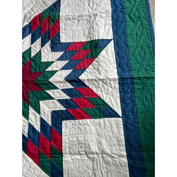 Vtg Handmade Hand Embroidered Star Of Bethlehem Tapestry Quilt Wall Hanging 41" - Picture 4 of 10